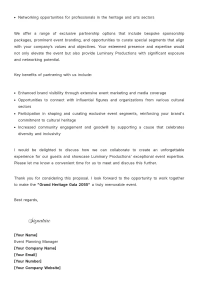 Free Special Event Proposal Letter Template to Edit Online