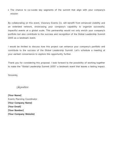 Free Project Proposal Letter for Event Template to Edit Online
