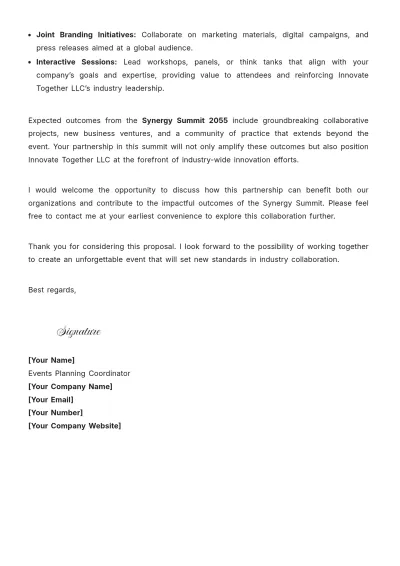 Free Partnership Event Proposal Letter Template to Edit Online