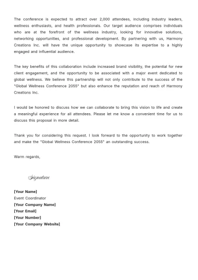 Free Event Request Proposal Letter Template to Edit Online