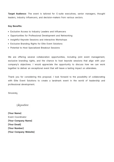 Free Professional Event Proposal Letter Template to Edit Online