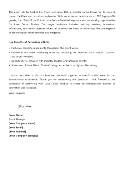 Free Event Decorating Services Proposal Letter Template to Edit Online