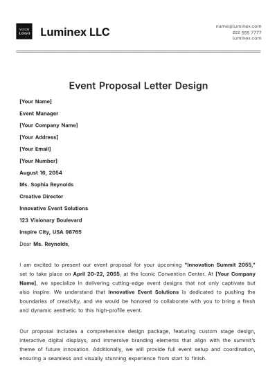 Free Event Proposal Letter Design Template to Edit Online