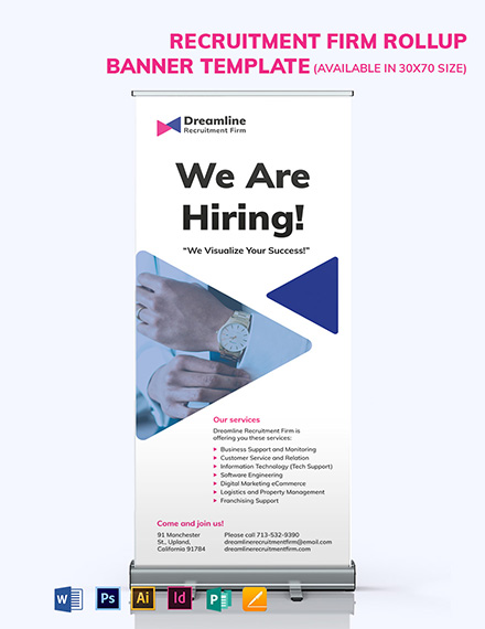 Recruitment Firm Rollup Banner Template Word Psd Indesign