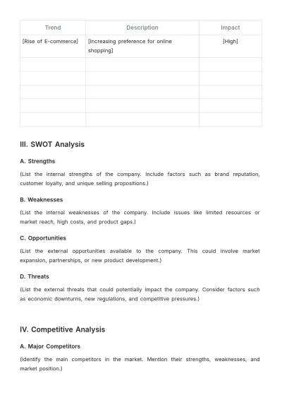 Free Company Marketing Analysis Outline Template to Edit Online
