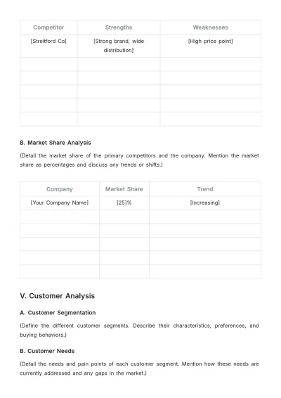 Free Company Marketing Analysis Outline Template to Edit Online