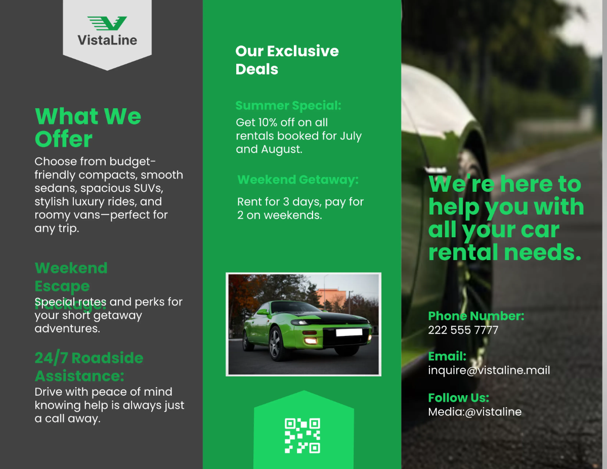 Free Car Rental Service Brochure Template to Edit Online