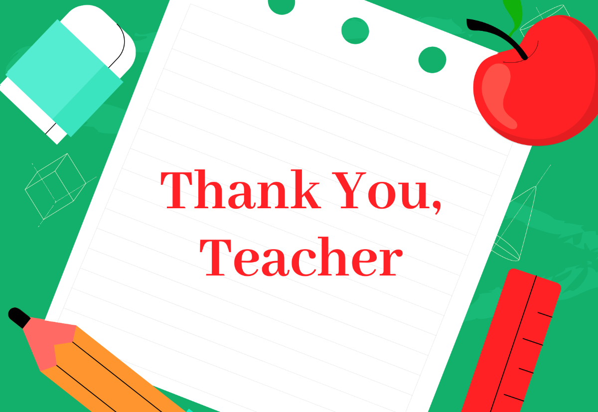 Teachers Day Thankyou Card Template - Edit Online & Download