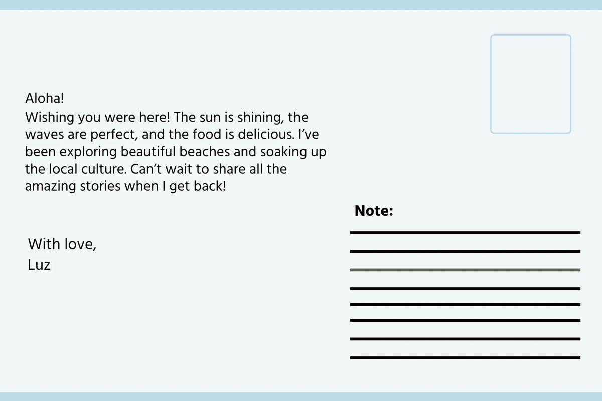Free Colorful Vacation Postcard Template to Edit Online