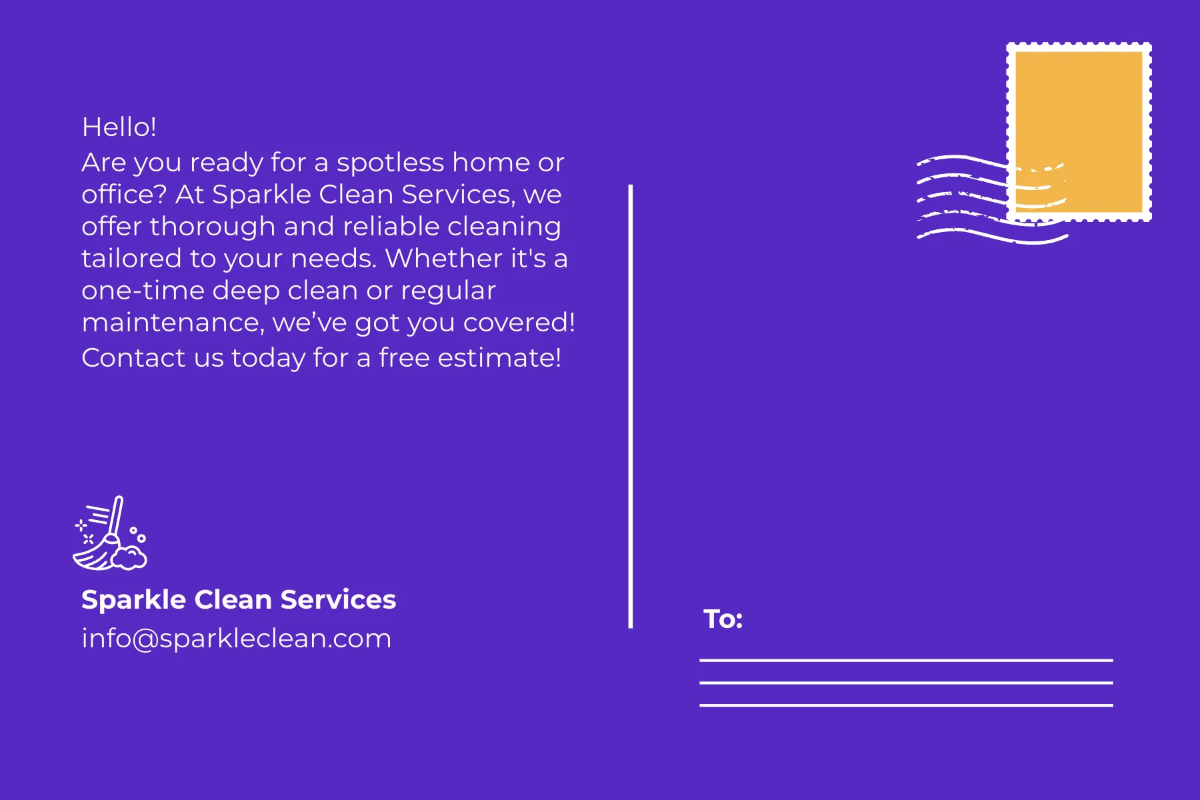 Free Plain Cleaning Service Postcard Template to Edit Online