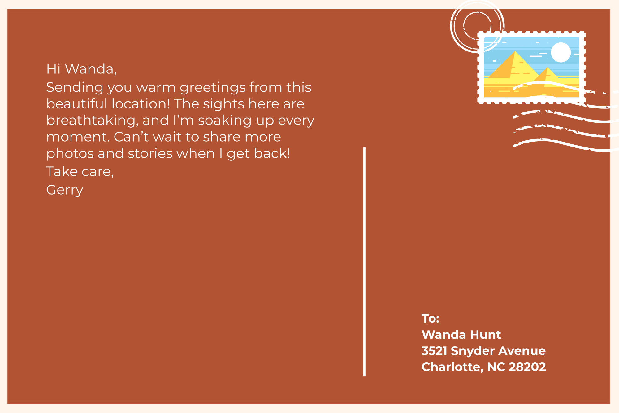 Free Sample Photo Postcard Template to Edit Online