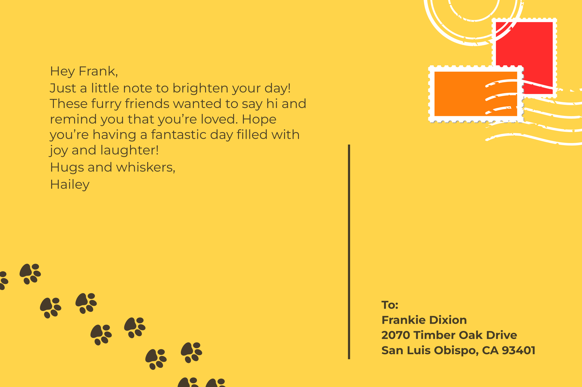 Free Animal Greeting Postcard Template to Edit Online