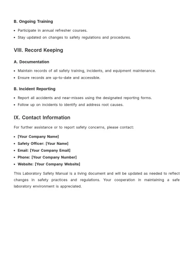 Free Laboratory Safety Manual Template to Edit Online