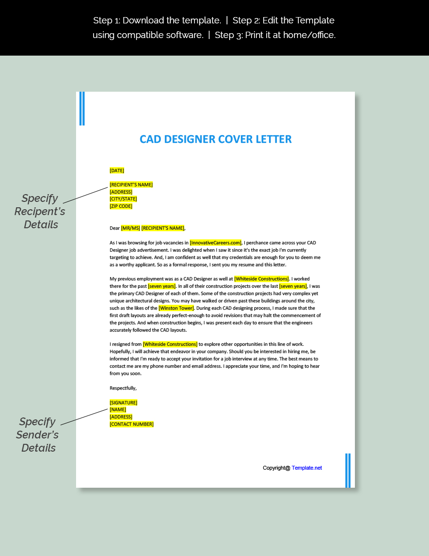 CAD Designer Cover Letter