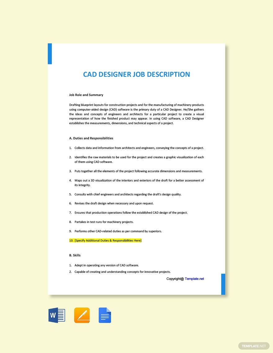 Free CAD Designer Job Ad Description Template Download In Word