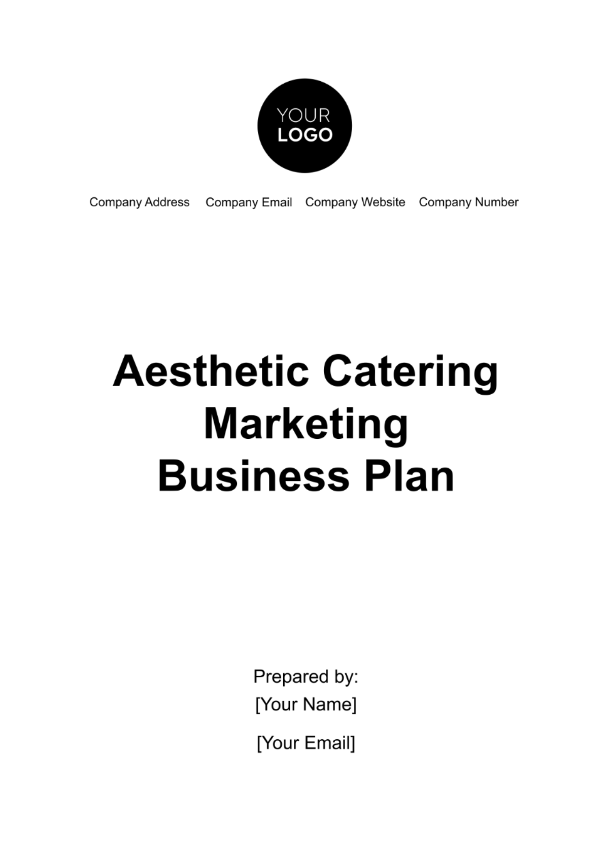 Aesthetic Catering Marketing Business Plan Template - Edit Online & Download