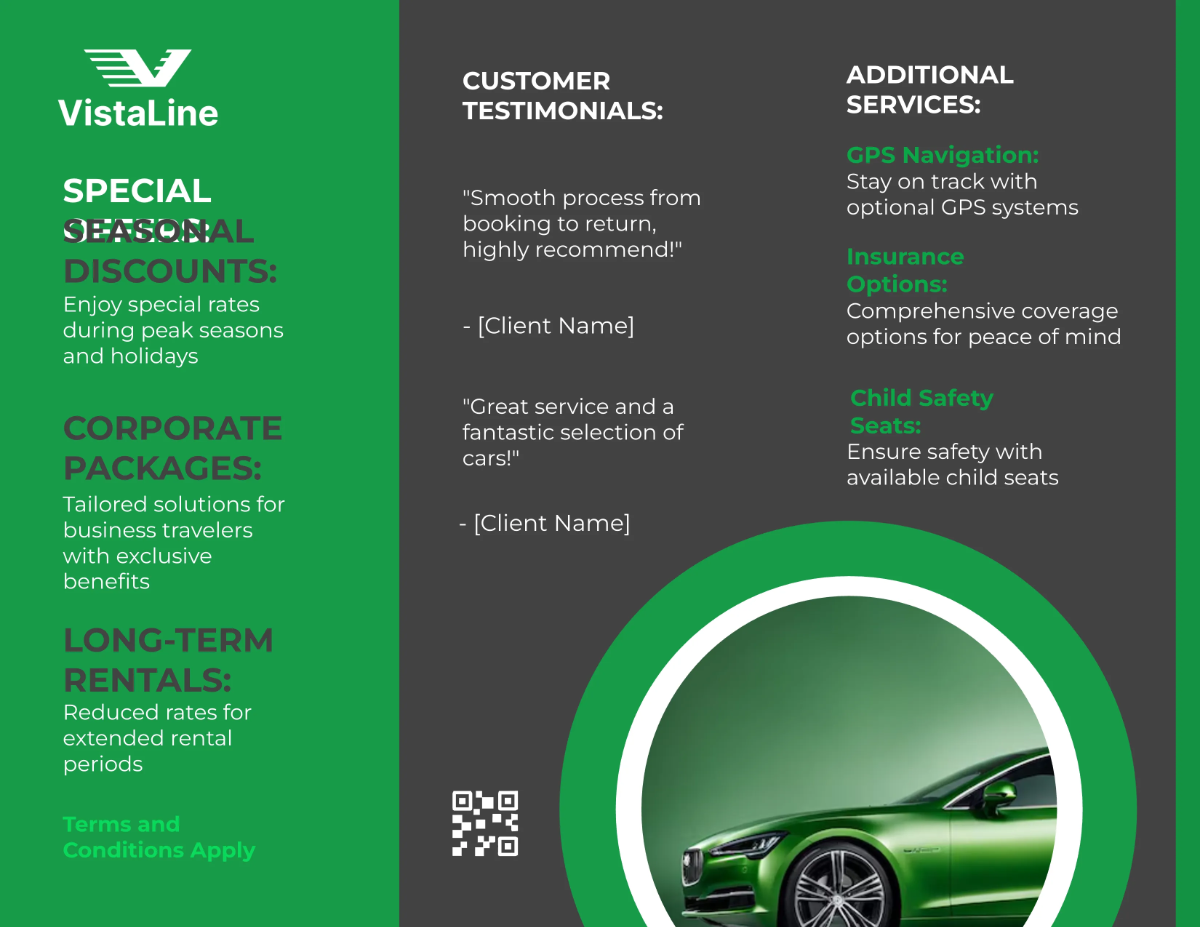 Free Car Rental Business Brochure Template to Edit Online