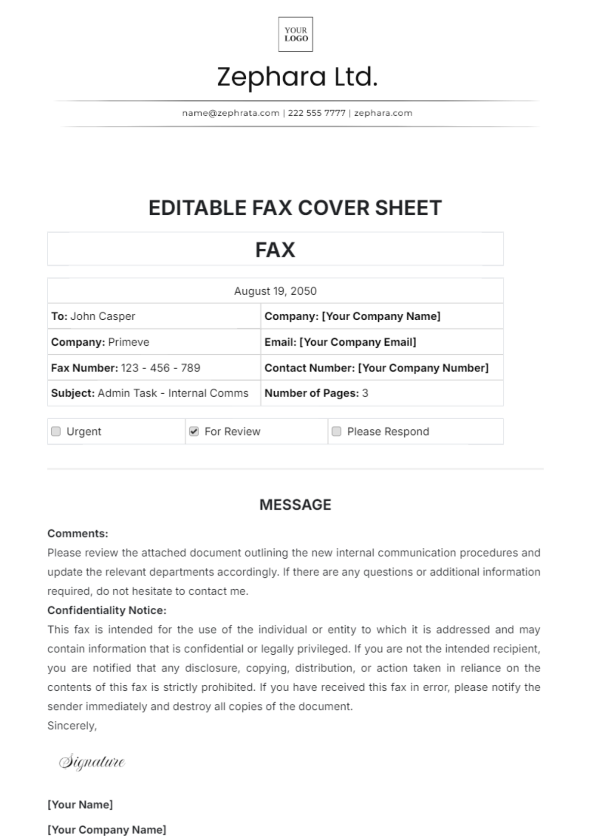 Editable Fax Cover Sheet Template - Edit Online & Download