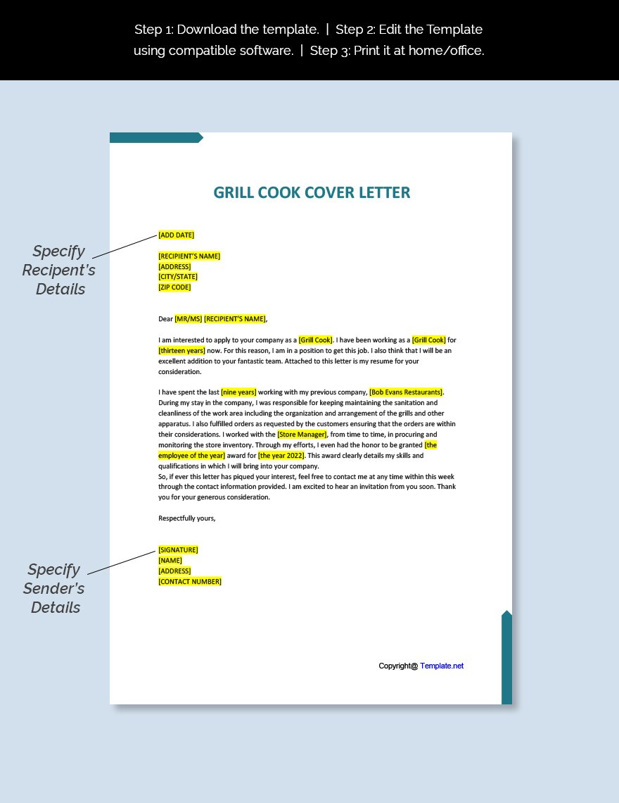 Grill Cook Cover Letter