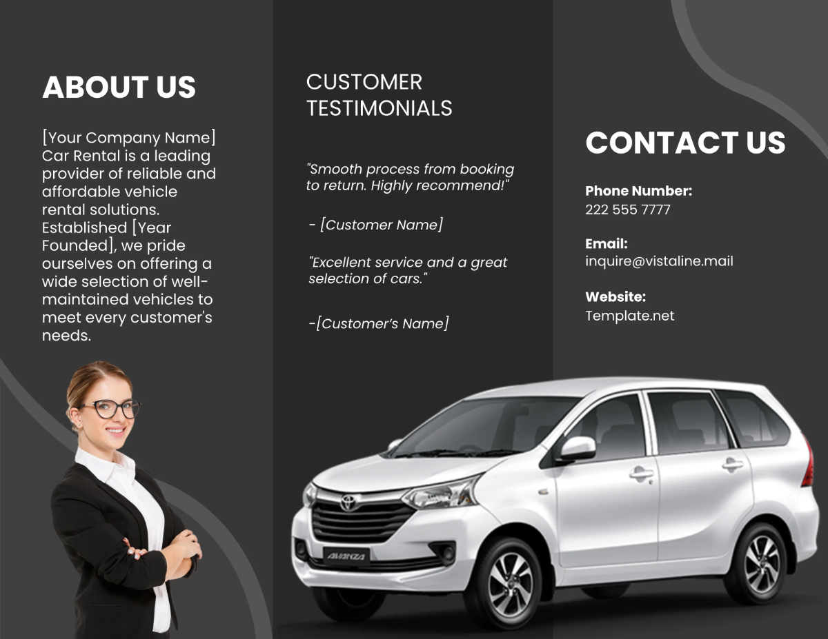 Free Car Rental Advertising Brochure Template to Edit Online