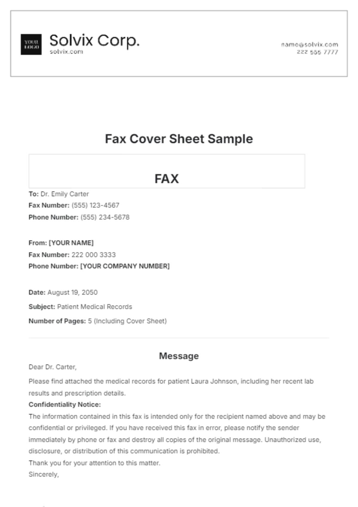 Fax Cover Sheet Sample Template - Edit Online & Download