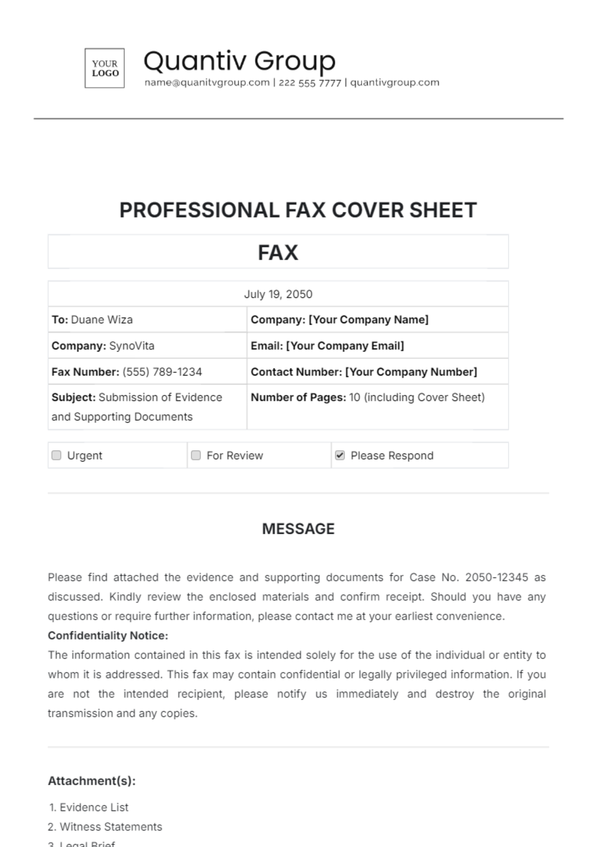 Professional Fax Cover Sheet Template - Edit Online & Download