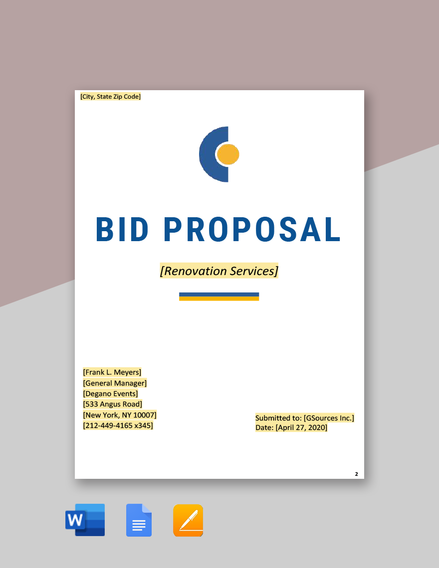 Contract Bid Proposal Template