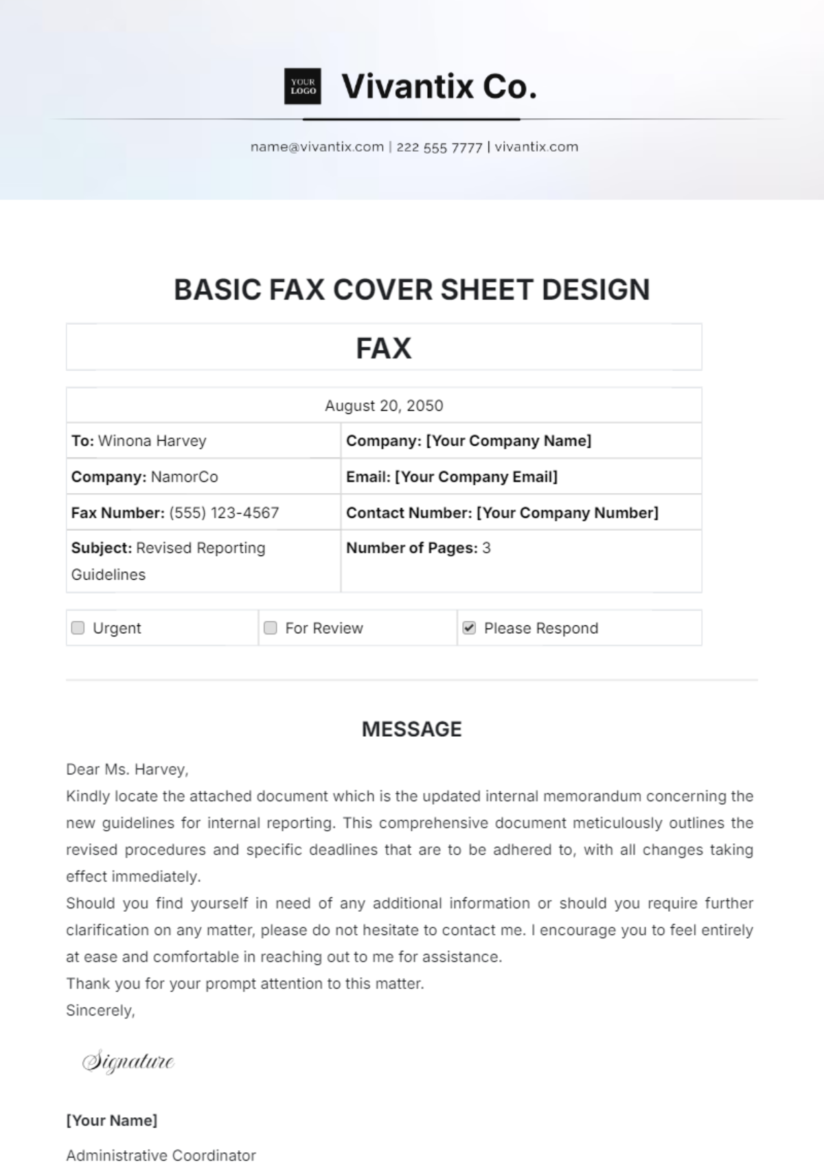 Basic Fax Cover Sheet Design Template - Edit Online & Download