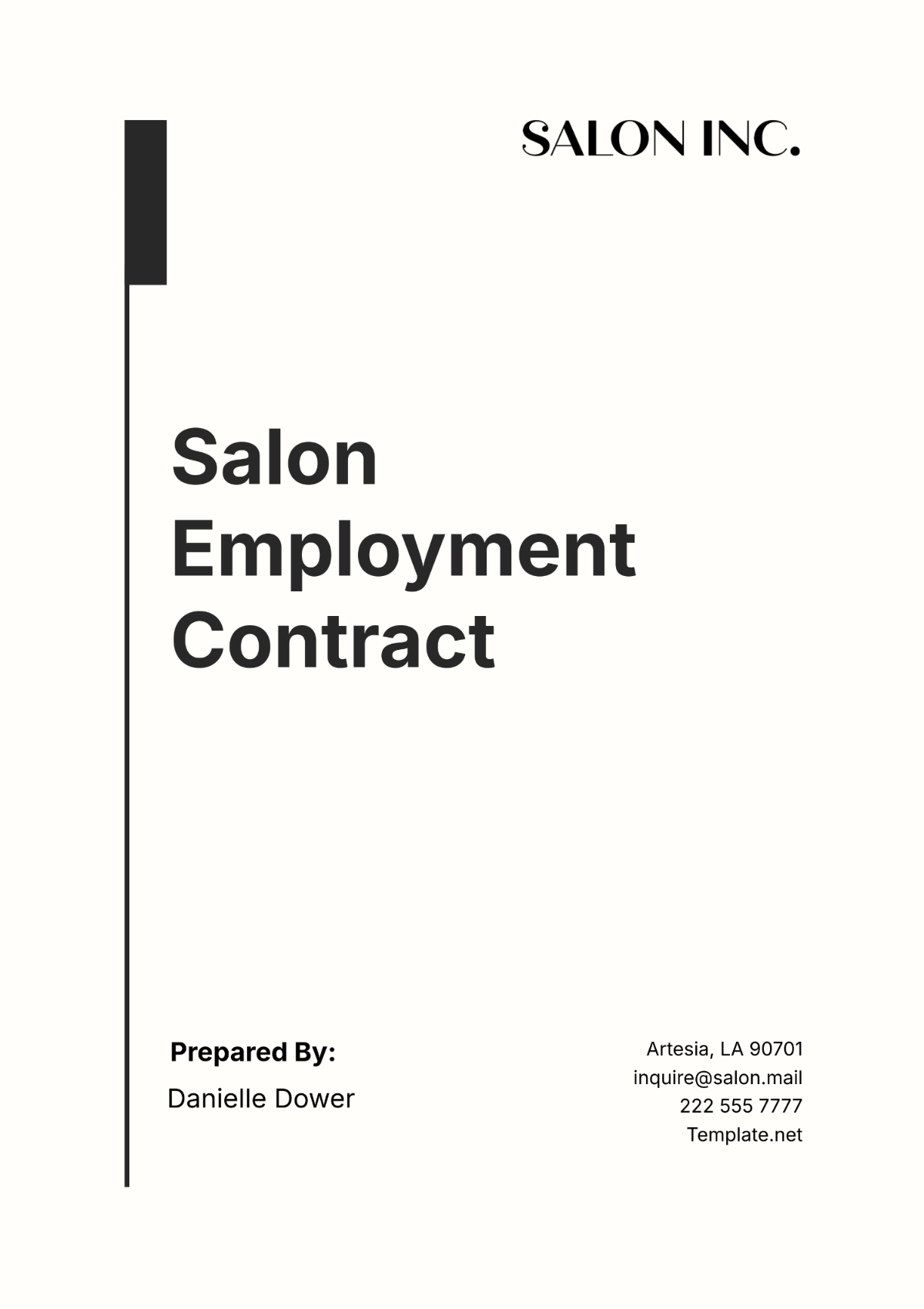 Salon Employment Contract Template - Edit Online & Download