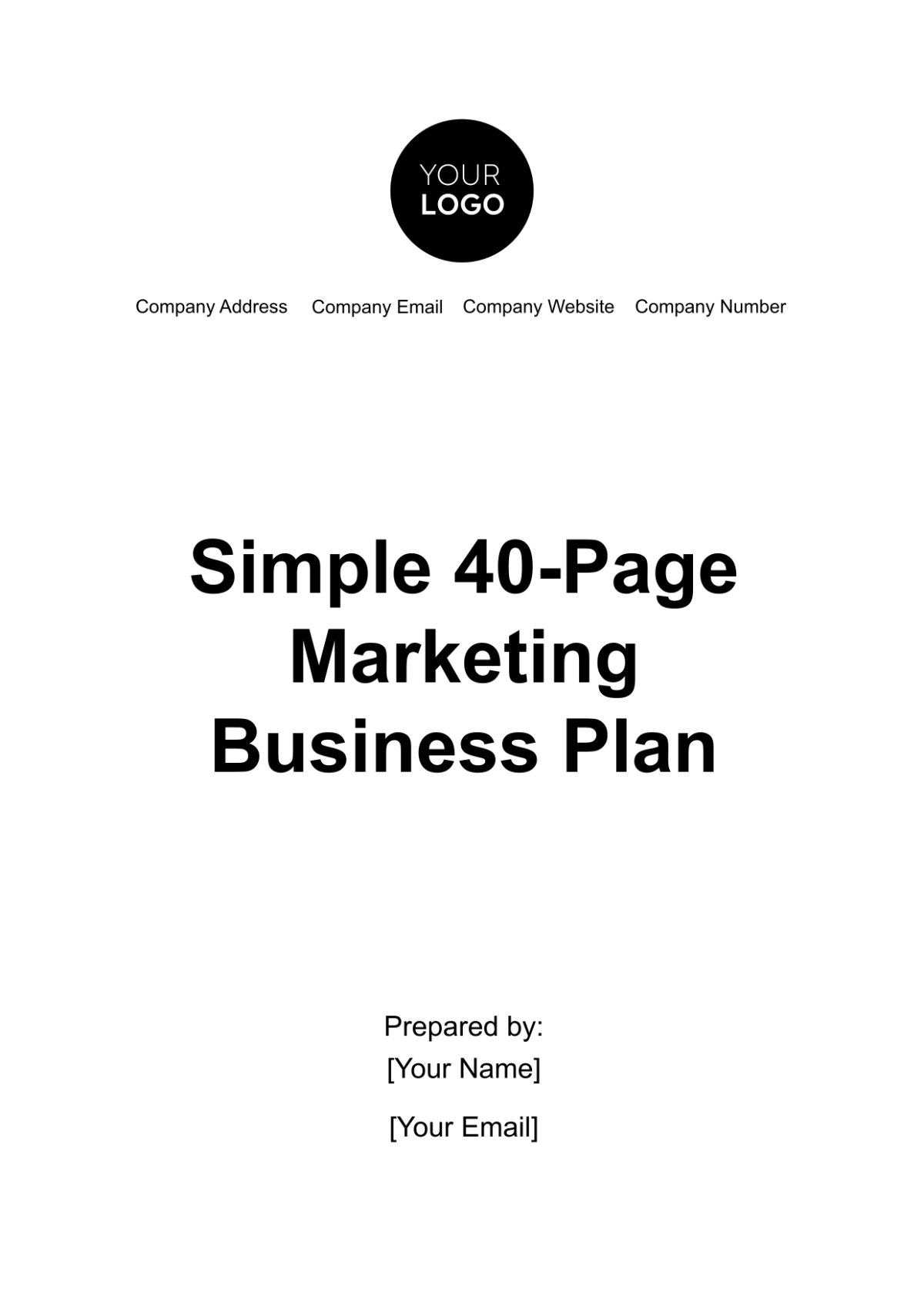 Simple 40-Page Marketing Business Plan Template - Edit Online & Download