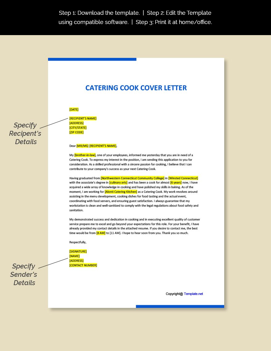 Catering Cook Cover Letter