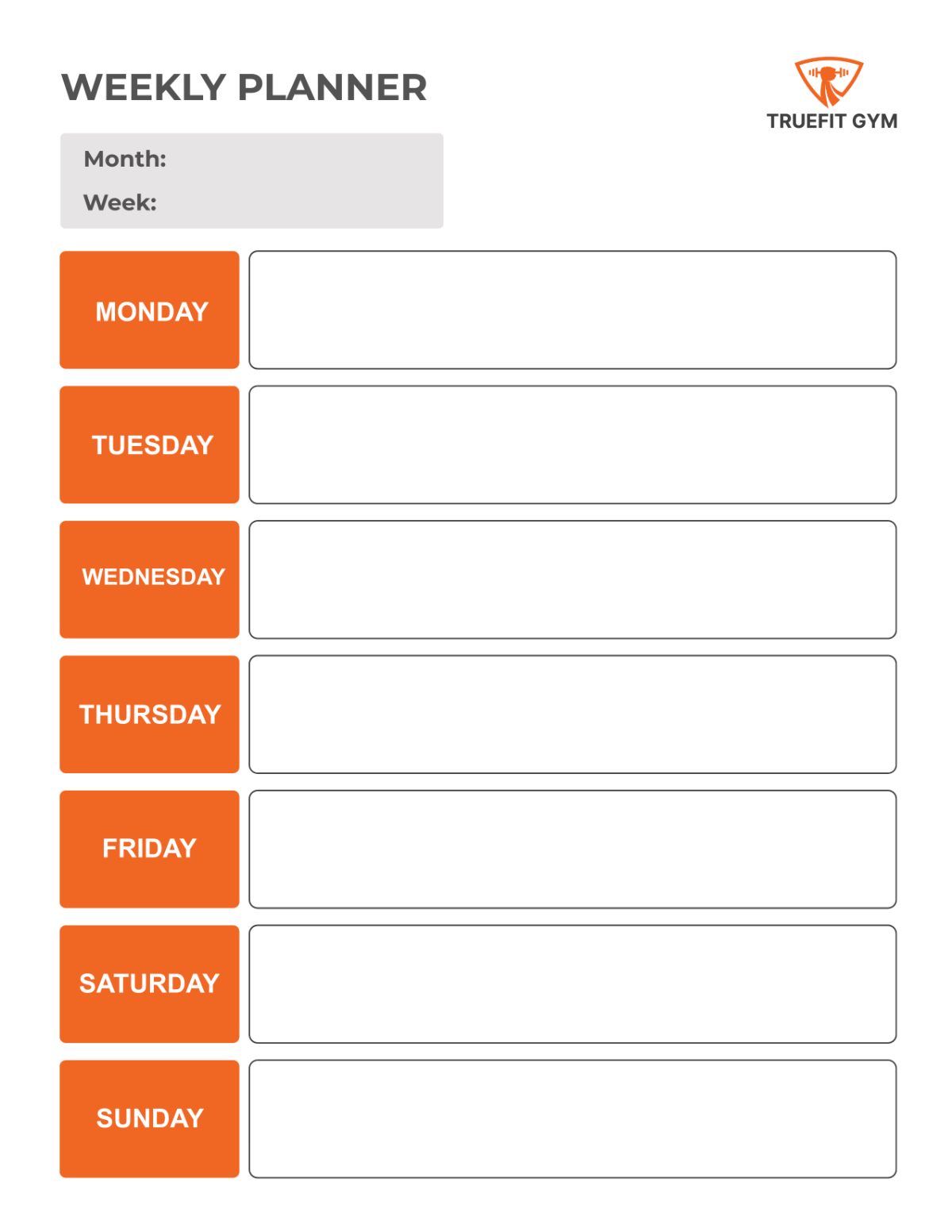 Gym Weekly Planner Template - Edit Online & Download