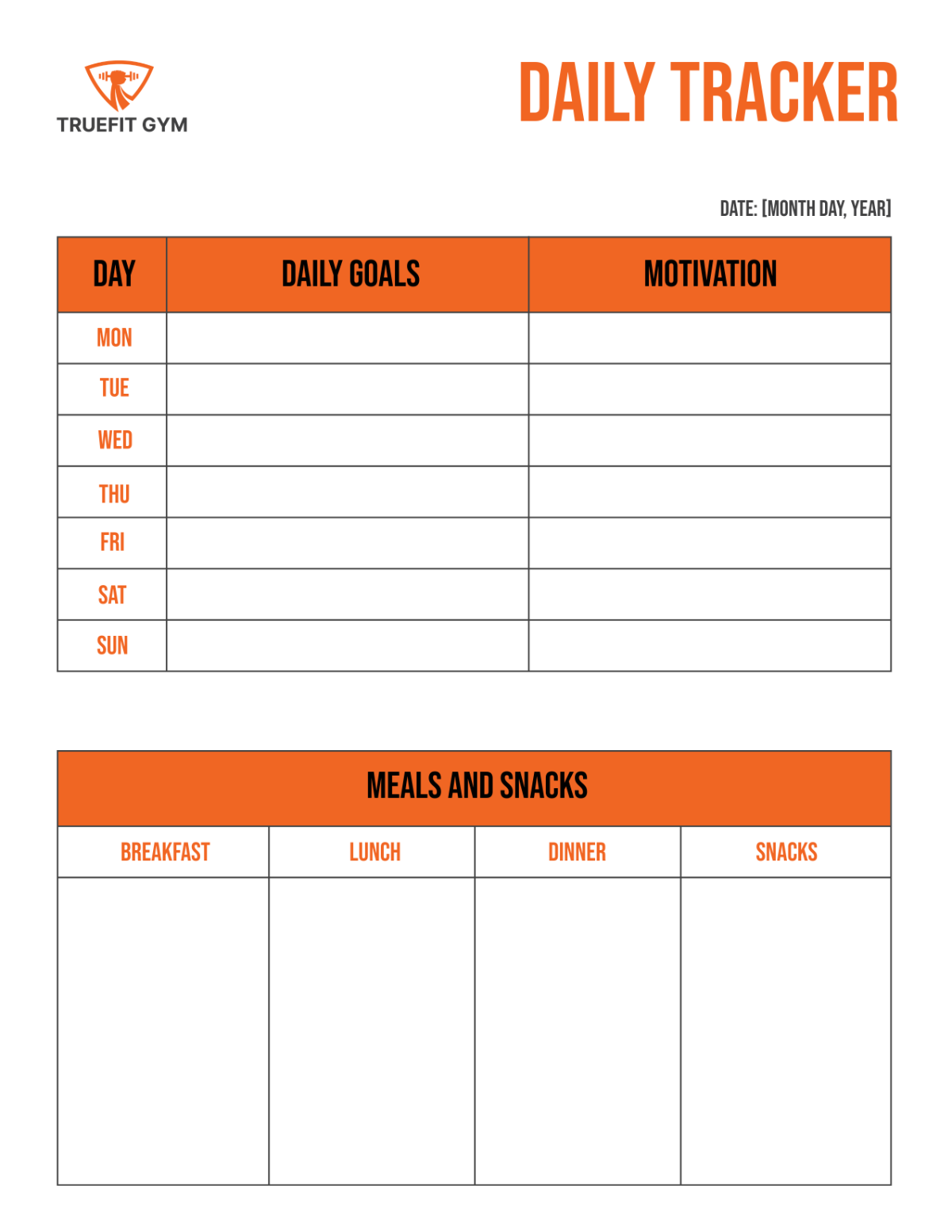 Gym Daily Planner Template - Edit Online & Download