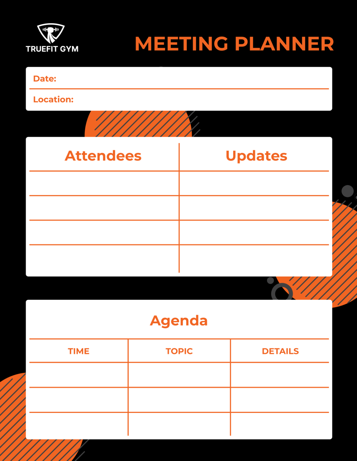 Gym Meeting Planner Template - Edit Online & Download