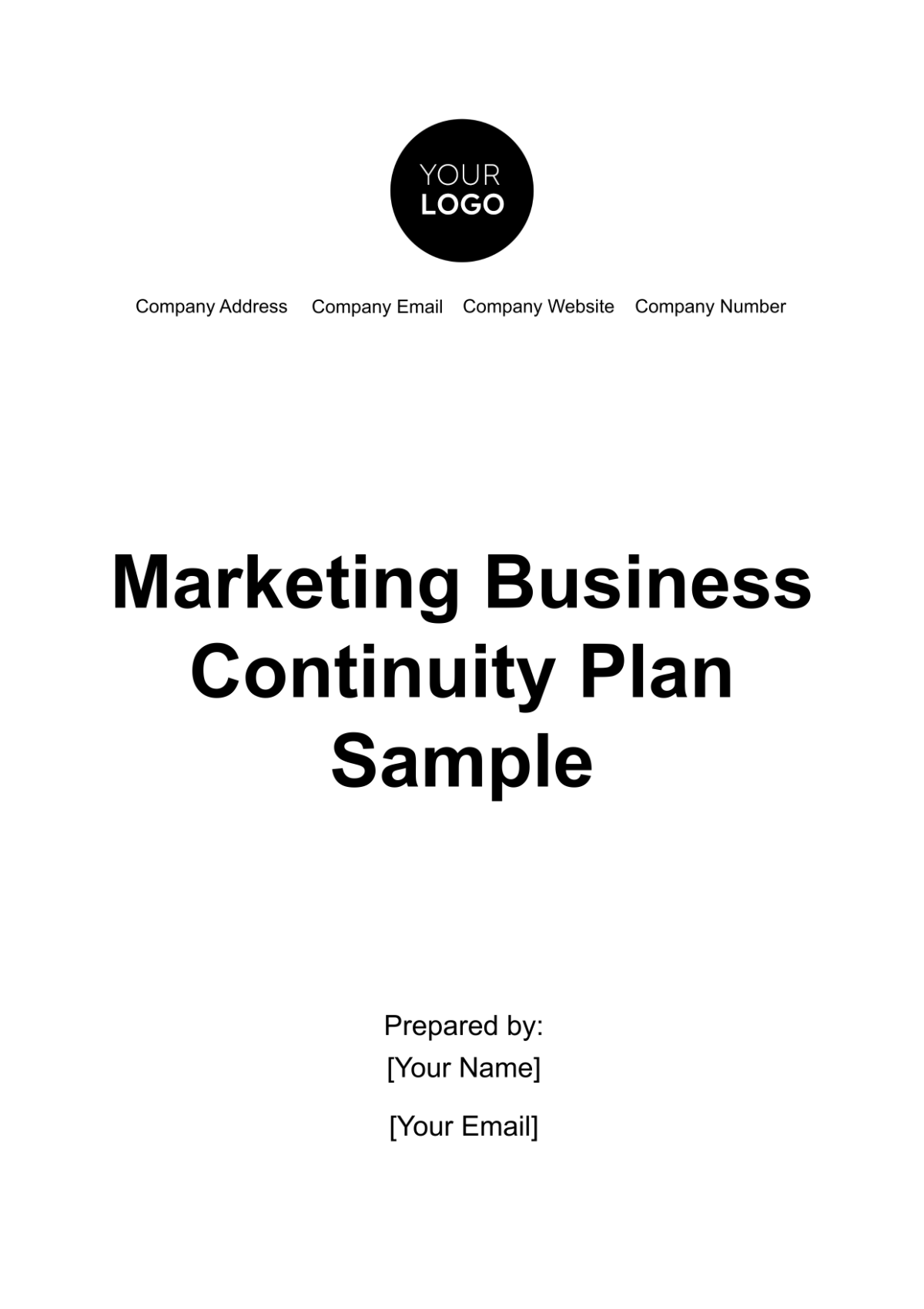 Marketing Business Continuity Plan Sample Template - Edit Online & Download