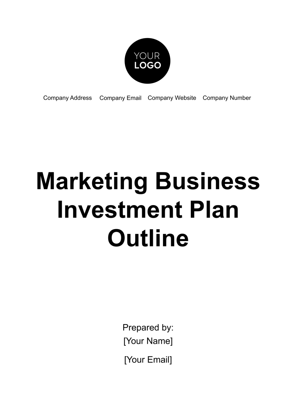 Marketing Business Investment Plan Outline Template - Edit Online & Download