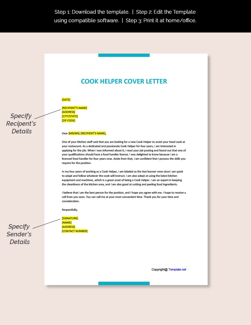 Cook Helper Cover Letter