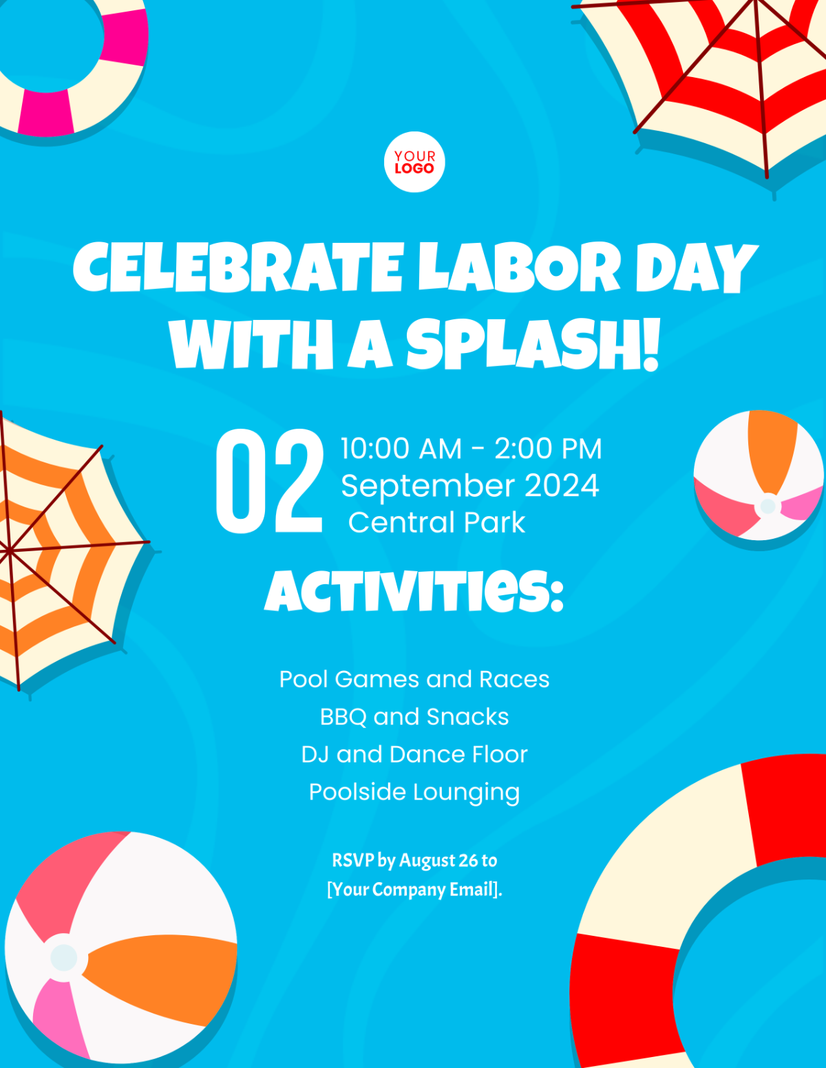 Labor Day Pool Party Flyer Template - Edit Online & Download