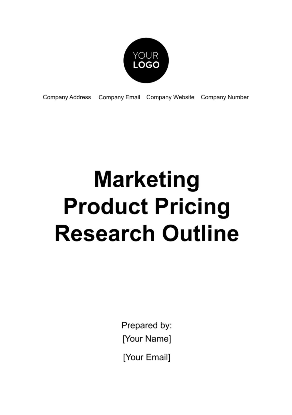 Marketing Product Pricing Research Outline Template - Edit Online & Download