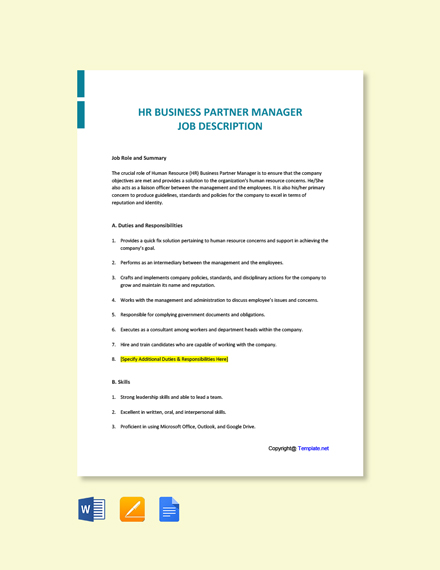 Partner Marketing Manager Job Ad and Description Template - Google Docs ...