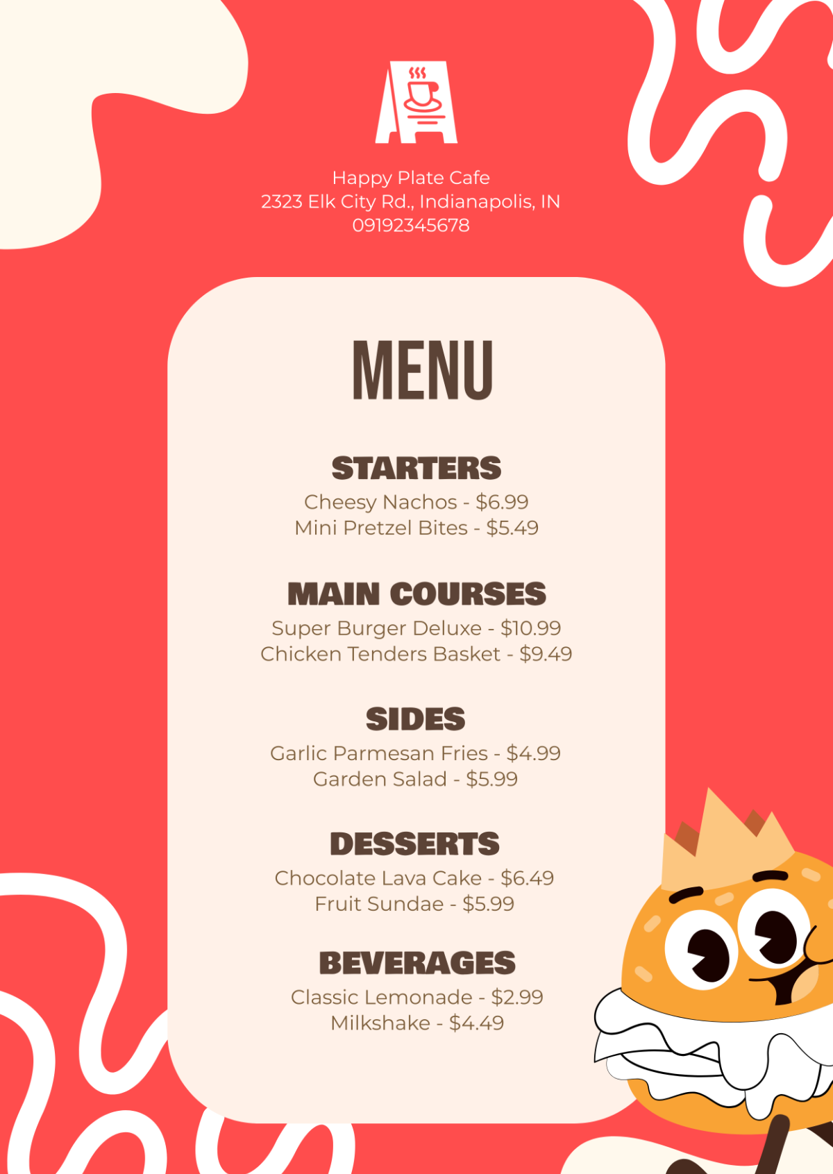 Free Fun Food Menu Template to Edit Online