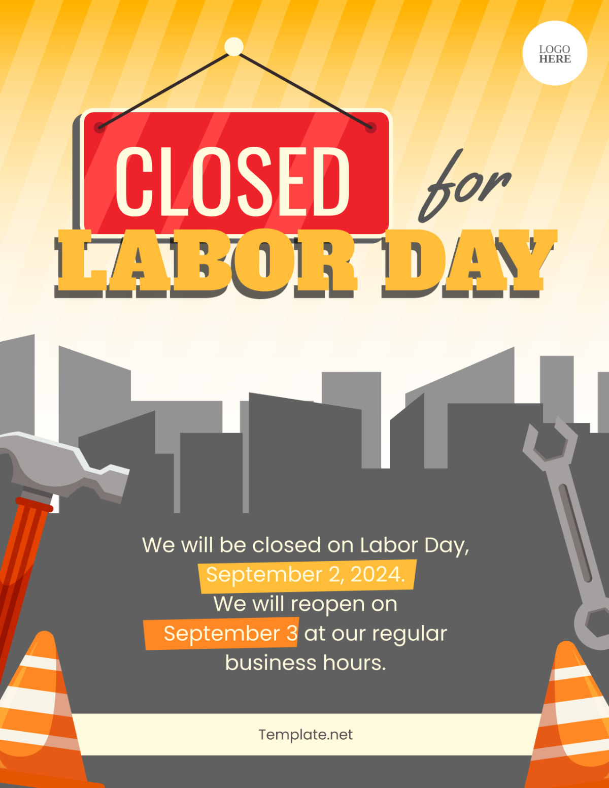 Labor Day Closed Flyer Template - Edit Online & Download