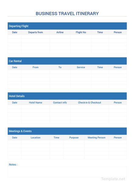 Blank Travel Itinerary Template | Free Templates