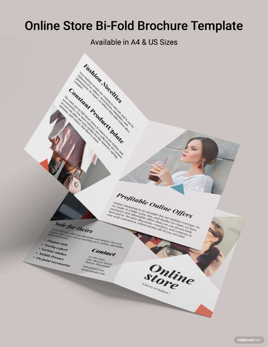 Online Store Bi-Fold Brochure Template in Illustrator, Publisher, InDesign, Word, PSD, Pages, Google Docs - Download | Template.net