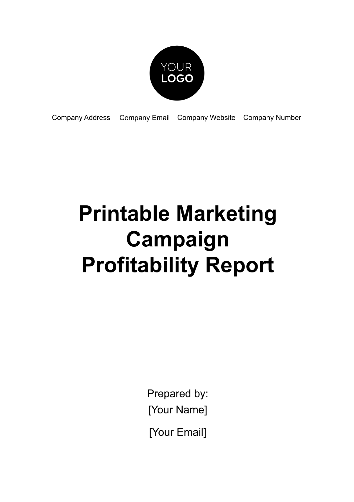 Printable Marketing Campaign Profitability Report Template - Edit Online & Download