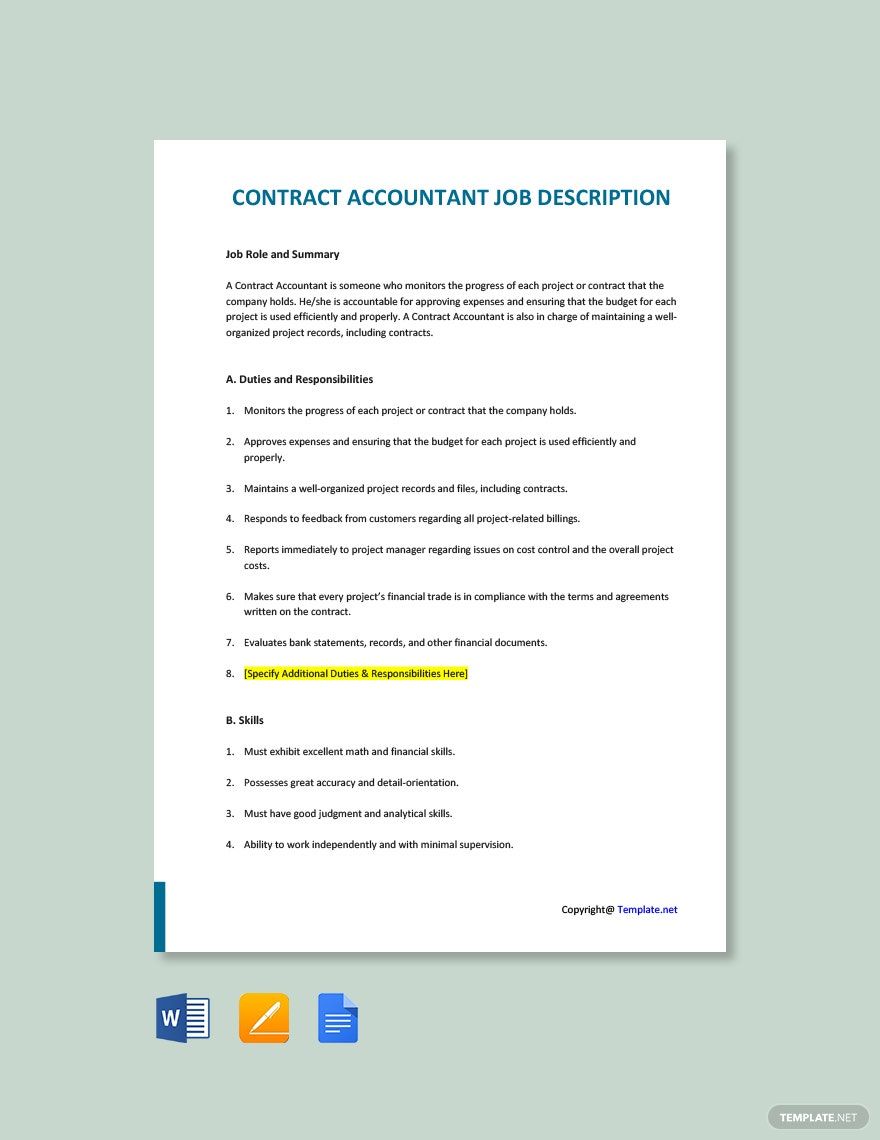 Contract Accountant Job Description Template