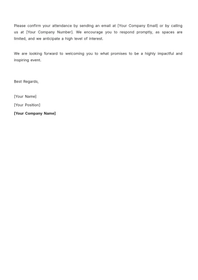 Free Professional Marketing Event Invitation Letter Template to Edit Online