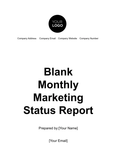 Free Blank Monthly Marketing Status Report Template to Edit Online