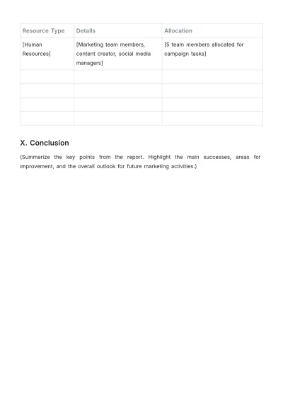 Free Blank Monthly Marketing Status Report Template to Edit Online