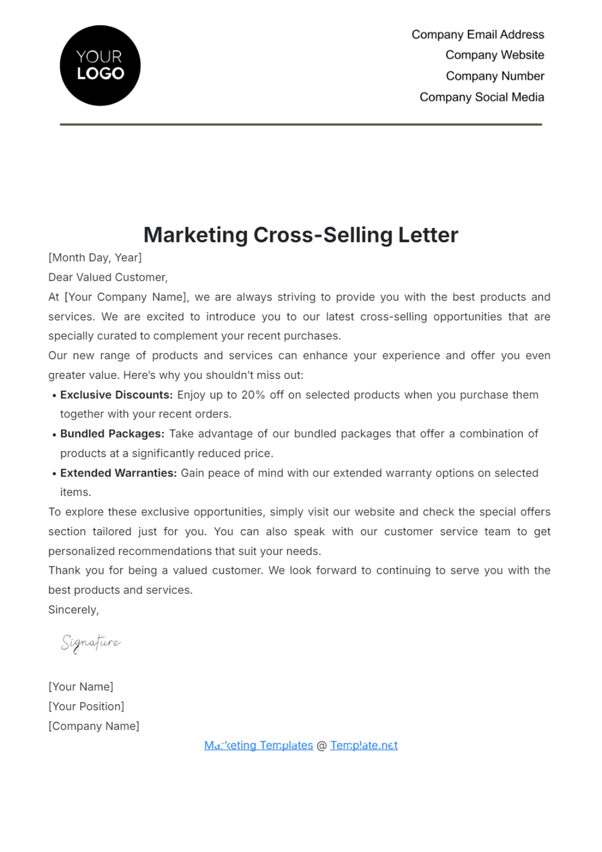 Marketing Cross-Selling Letter Template